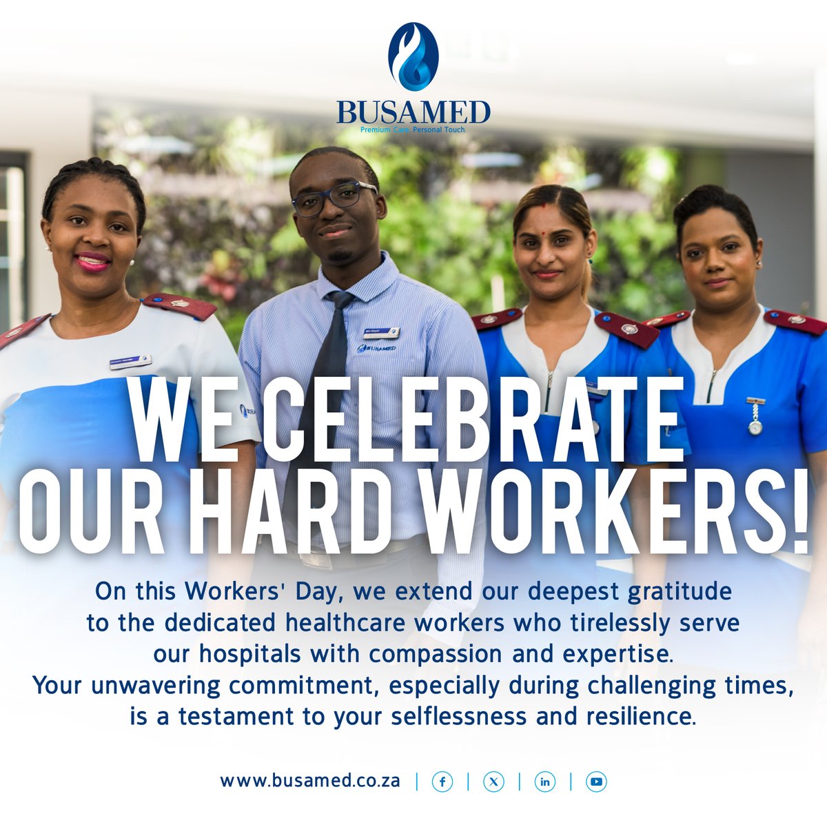 Today, we honour and celebrate you, the heroes of our healthcare system, for your invaluable contributions to the well-being of society. Thank you for your tireless efforts and sacrifices. Happy Workers' Day! #Busamed #HappyWorkersDay