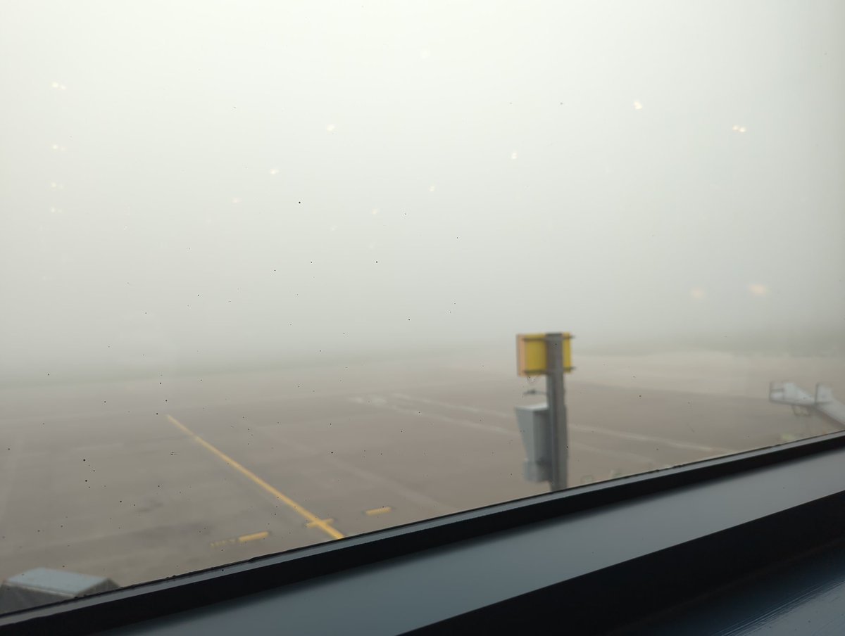 Gm from a very foggy, and possibly delayed, airport.