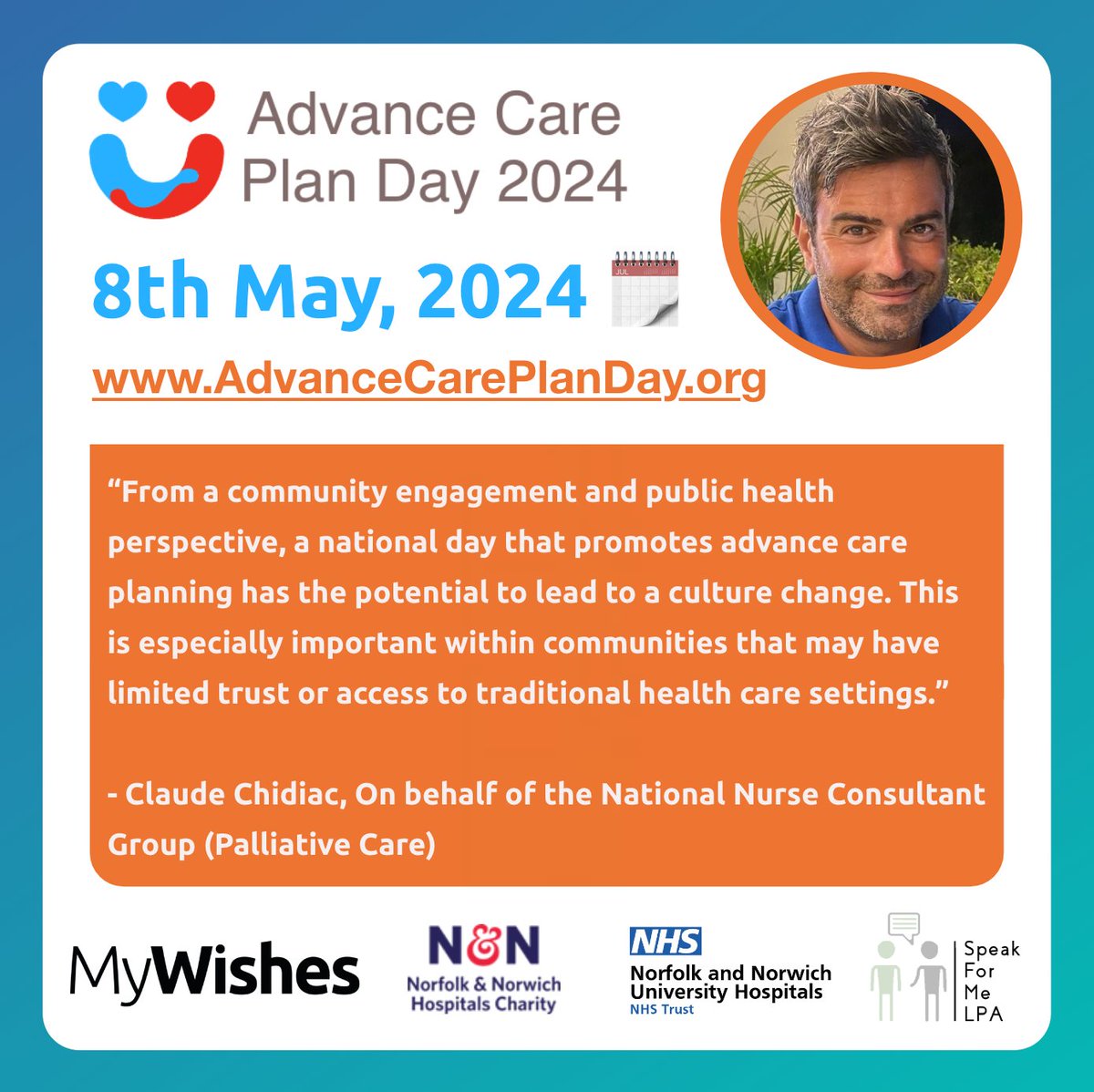 'From a community engagement and public health perspective, a national day that promotes advance care planning has the potential to lead to a culture change...' - Claude Chidiac (@claude_chidiac), on behalf of the National Nurse Consultant Group (Palliative Care). #ACPDay2024