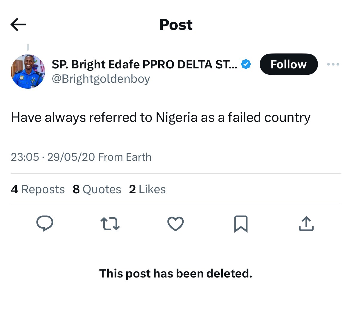 Edafte no go fold ke 🤣🤣🤣 Nobody should take bright serious cos he is only as bright as his NPF boots @Brightgoldenboy sha no block me again o