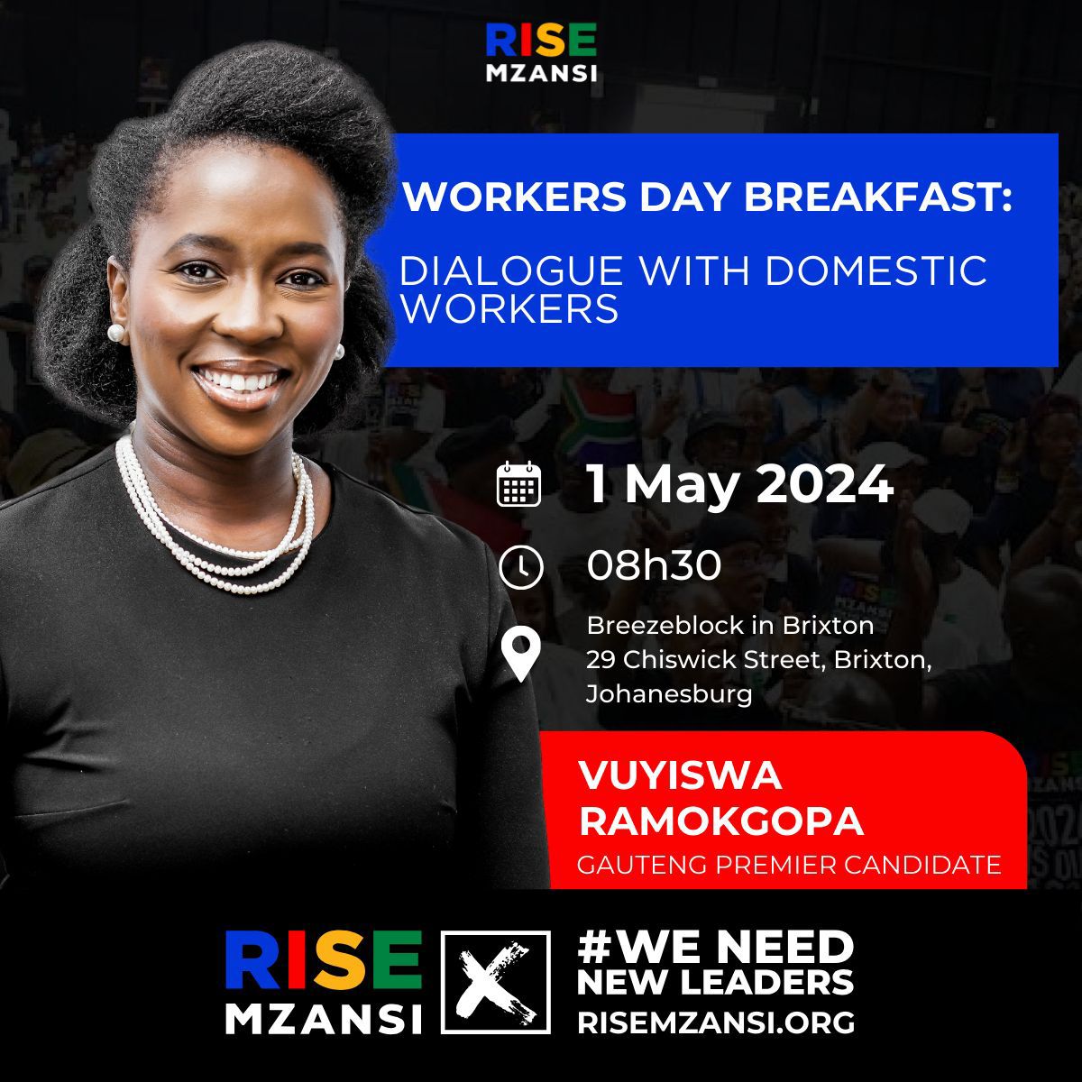 Happy Workers Day!
Today we're honouring workers and hosting a breakfast with domestic workers who are the true back-bone of this economy and this country and whose work is often unseen and undervalued ✊🏾✊🏾

#WorkersDay 
#Transformations 
#CareforTheCarers