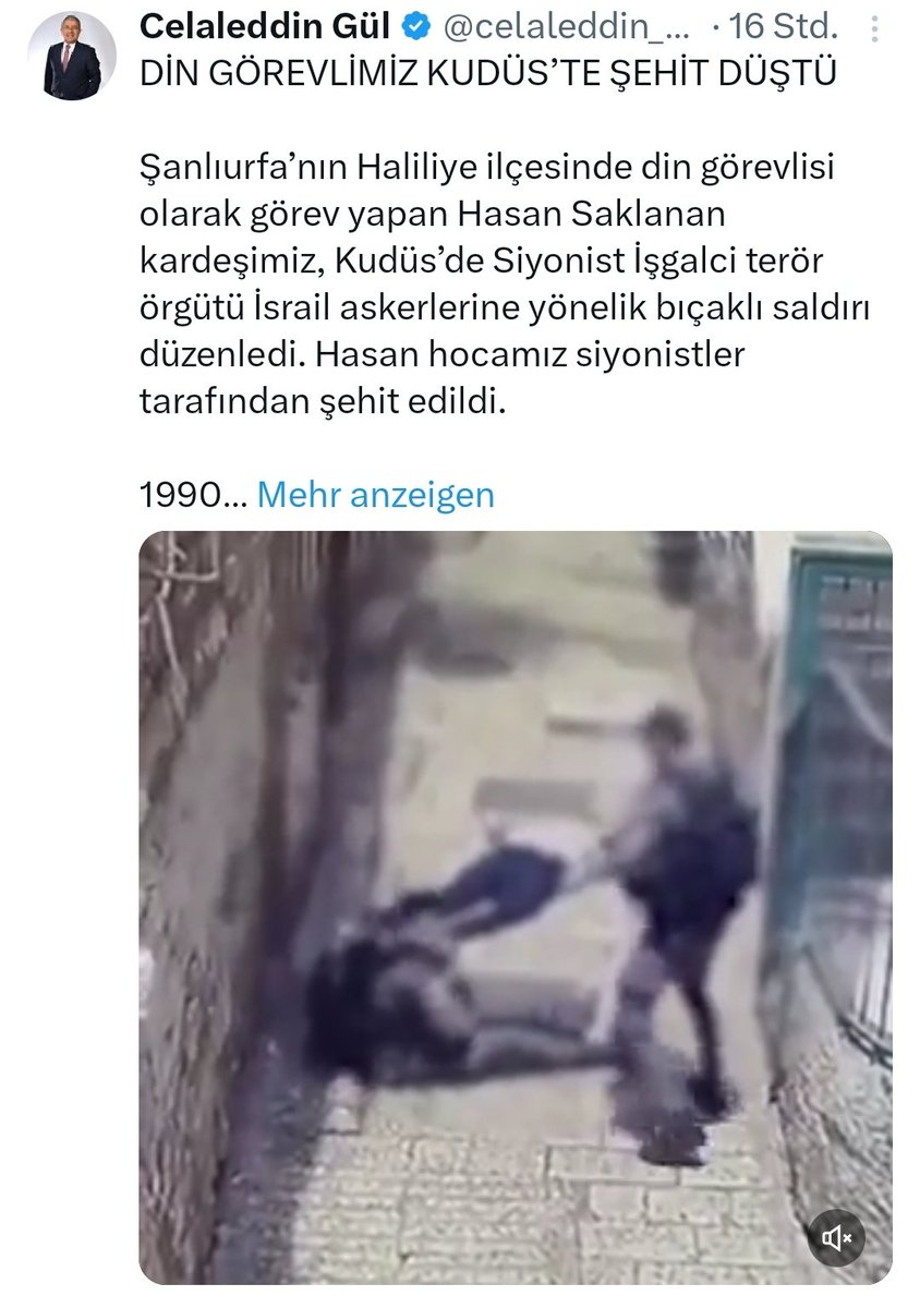Ein Imam der türkischen Religionsbehörde #Diyanet reiste gestern aus der Türkei über Jordanien nach Jerusalem und verübte mit einem Messer ein Attentat auf einen israelischen Soldaten. Er wurde dabei erschossen. Der Vorsitzende einer Diyanet-Gewerkschaft bezeichnet diesen…