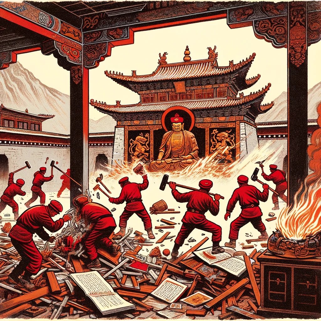 degewa's tweet photo. 我让AI做了几张西藏寺院被文革化作废墟的图，还是不错。 https://t.co/IzT1ZhfHBy