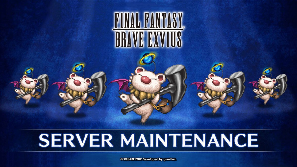 Server maintenance will be performed on 5/1 20:00 - 5/2 02:00 PDT. We'll be back before you know it! #FFBEWW