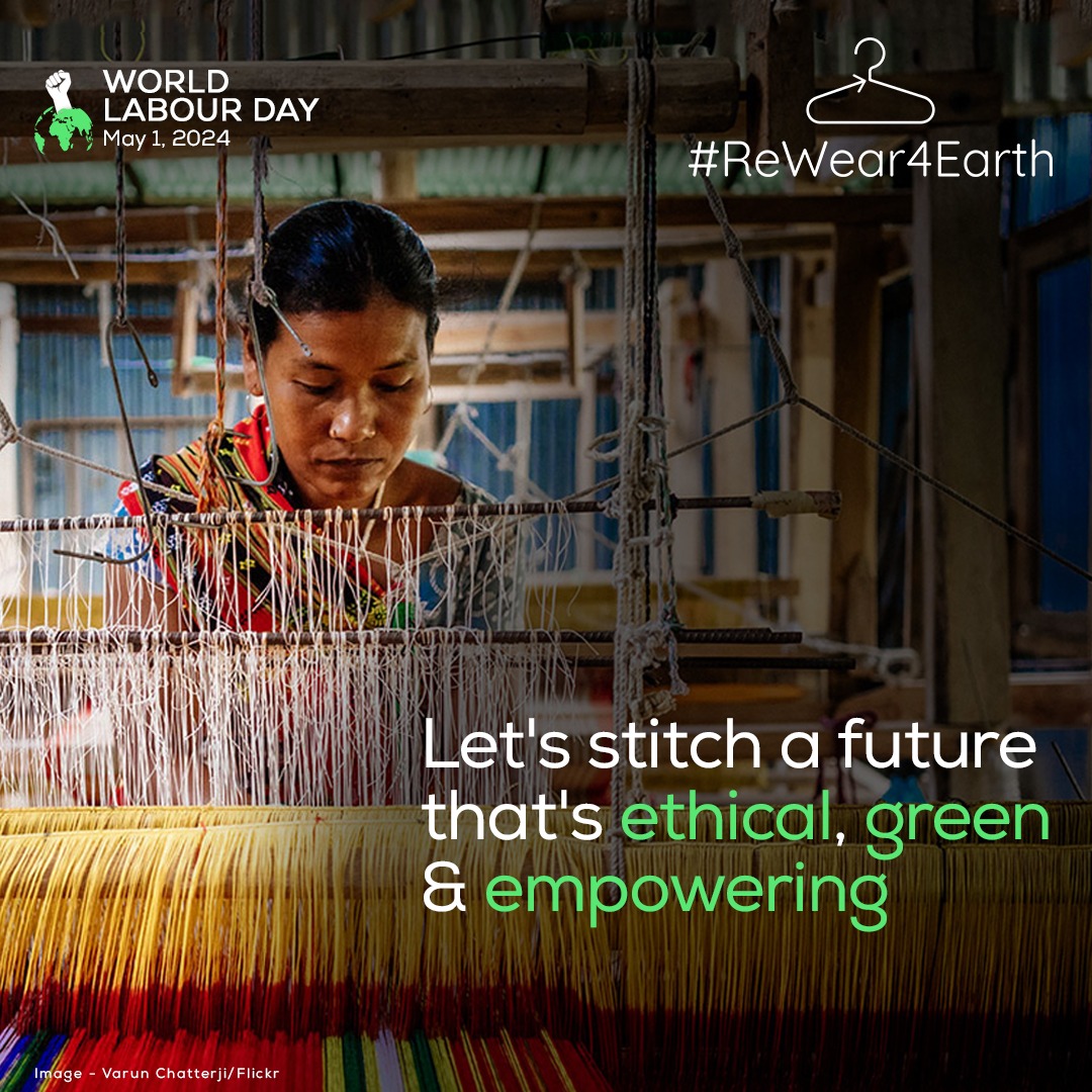 Today, we celebrate the hands and hearts behind every stitch, weaving a future that's ethical, green, and empowering. Let's honour the artisans who breathe life into sustainable fashion. Let's weave a tapestry of change! 
#ReWear4Earth #LabourDay #SustainableFashion