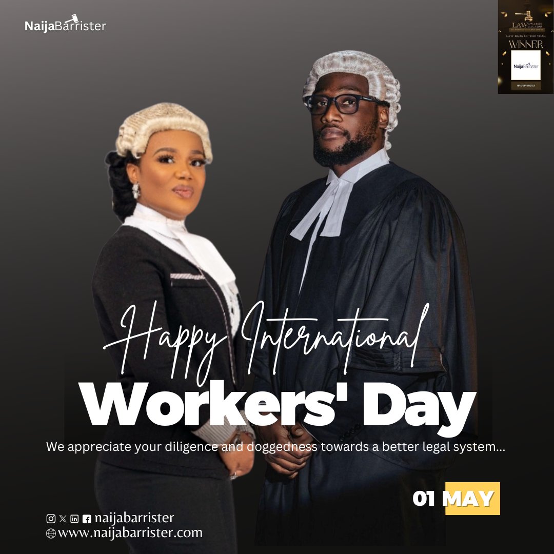 HAPPY INTERNATIONAL WORKERS' DAY!!!

We Appreciate Your Diligence and Doggedness Towards a Better Legal System...
👩🏽‍⚖️💪🏾

#happyworkersday
#celebrateworkers
#workersday