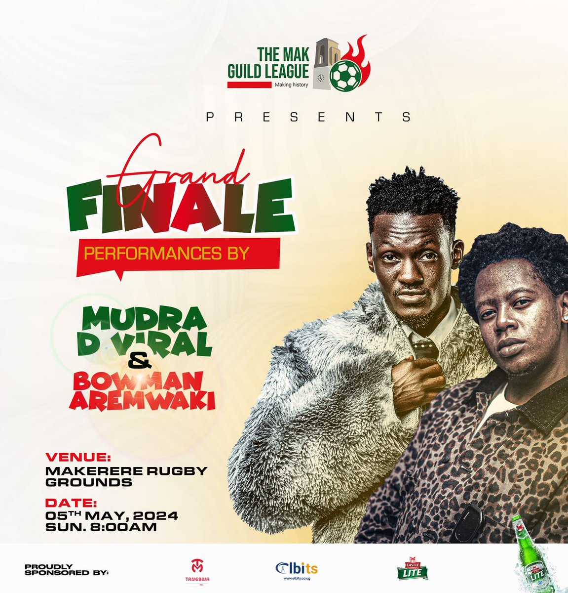 This Sunday, 05th May, 2024! 🔥 come get served 🔥 The Mak Guild League Grand Finale 📍 Makerere Rugby Grounds 📍 Starting at 8:00AM #TheMakLeagueGrandFinale #PUBLICNOTICE #BOWMANAREMWAKI