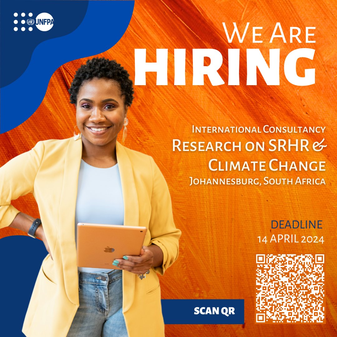 Deadline Extended: Call for Research Consultants @UNFPA_ESARO is looking for research consultants with expertise on SRHR and Climate Change for key research in various countries. Apply until 05 May estm.fa.em2.oraclecloud.com/hcmUI/Candidat…