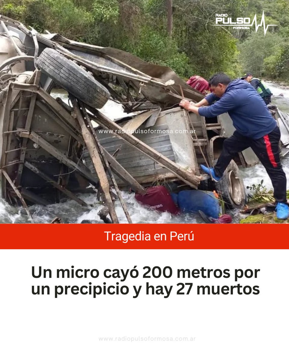 ⚠️ TRAGEDIA EN PERÚ

⭕ Un micro cayó 200 metros por un precipicio y hay 27 muertos.

➡ El vehículo terminó en el cauce de un río. 

👉 La Fiscalía ordenó la detención del chofer, que fue acusado de homicidio culposo y lesiones culposas.

#perú #micro #río #precipicio