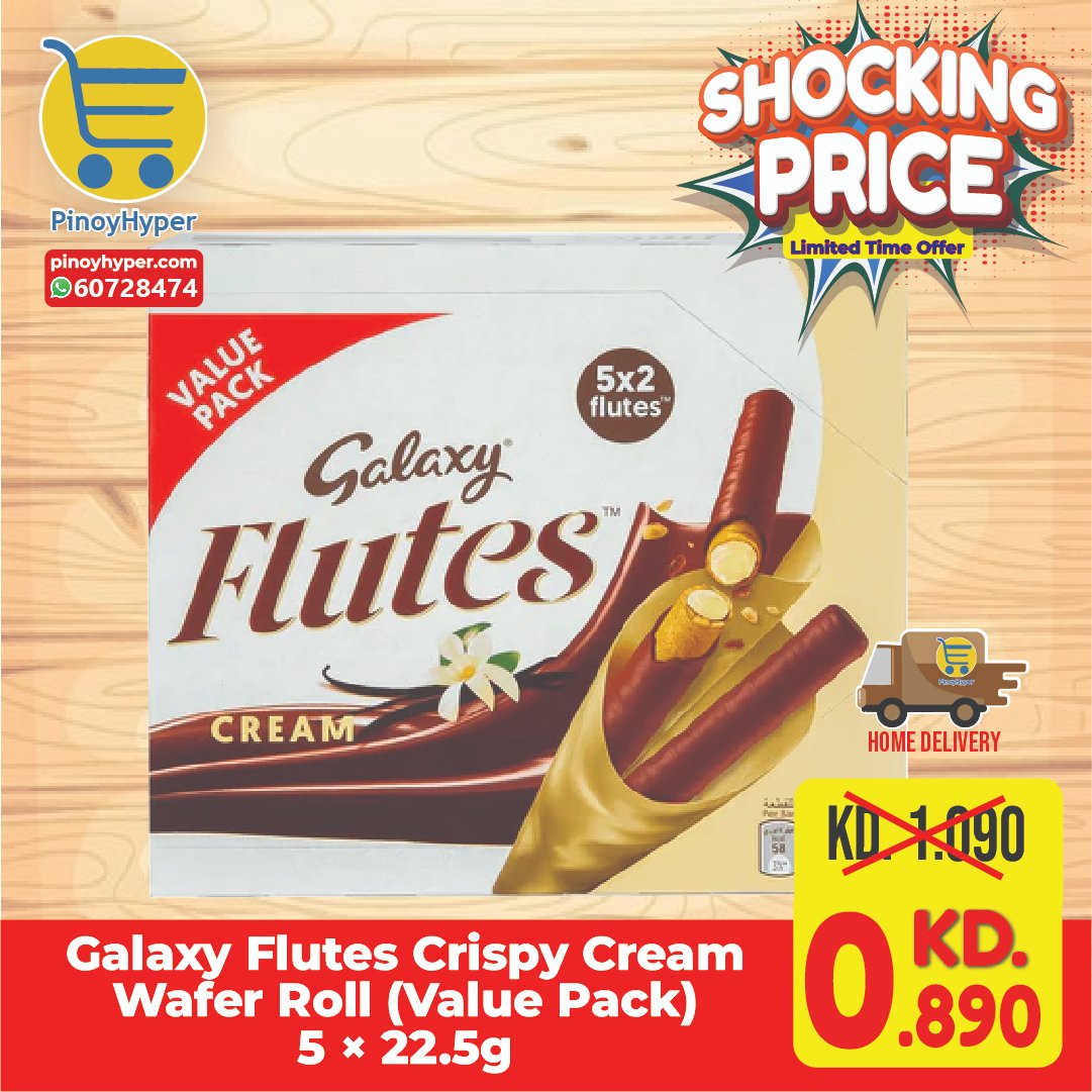 🇰🇼 Snacks  Big Sale 🇰🇼
🥰Offer for OFW Kuwait 🥰
Delivery All over Kuwait 🚛
Galaxy Flutes 
#pinoyhyper #ofw #ofwkuwait #pilipinosakuwait #onlinegrocery #pinoy #philippines #filipino #pilipinas #pinoyfoodie #pinoyfood
#summeroffer
#offer #summer #summersale #sale