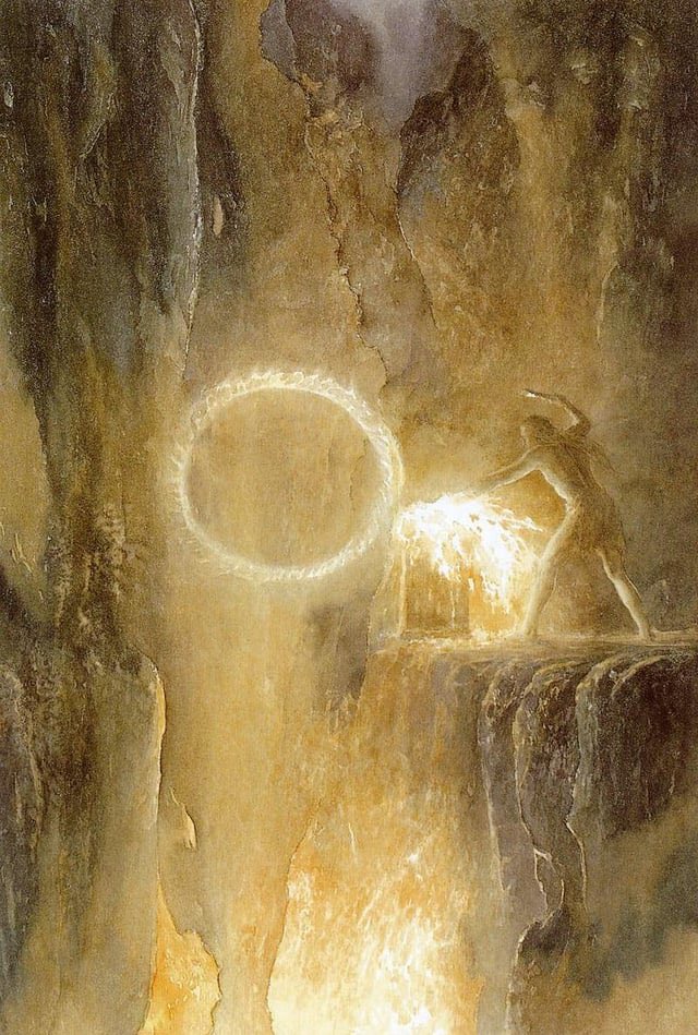 Sauron forging the Ring by Alan Lee