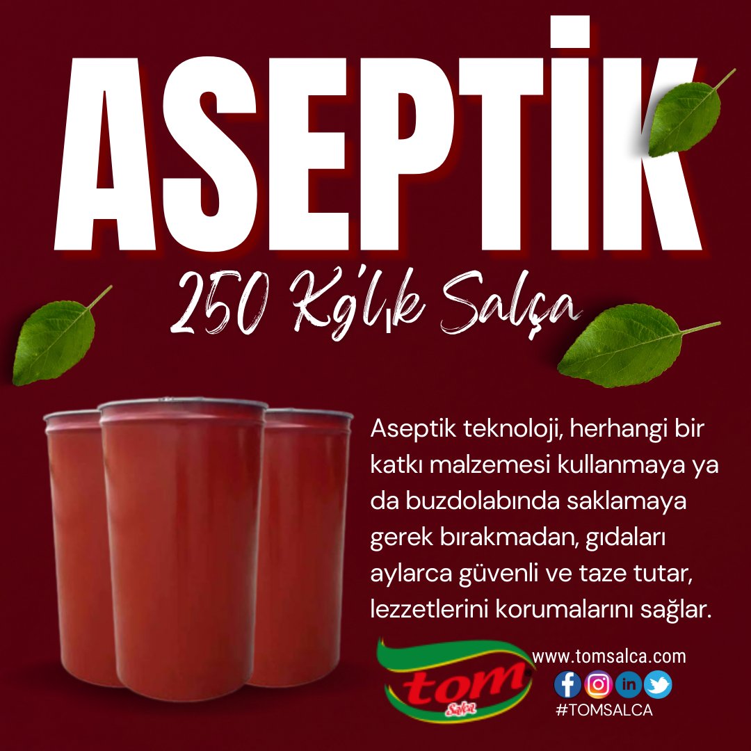 tomsalca's tweet photo. Aseptik teknoloji, gıda endüstrisinde kullanılan bir işlemdir. Bu teknoloji, gıda ürünlerinin mikrobiyal kontaminasyon riskini azaltmak ve ürünlerin raf ömrünü uzatmak için kullanılır. l
#TOMSalça #AseptikTeknoloji #1mayıs https://t.co/E8iKhzjdcU