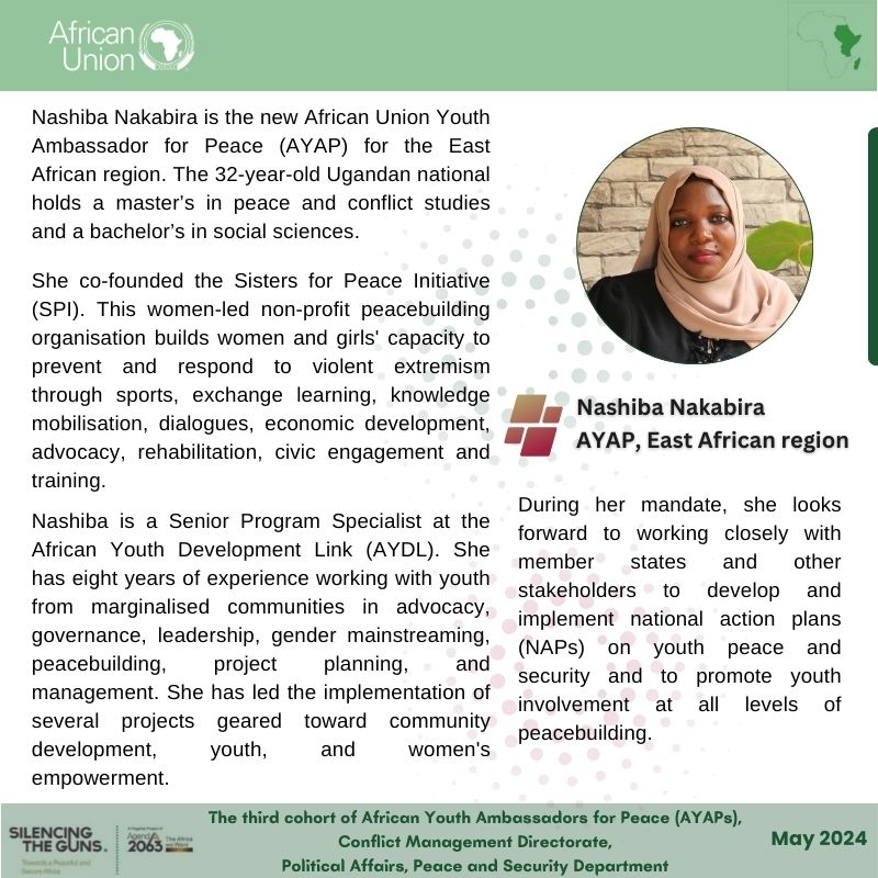 Our Programs Officer-Democracy & Governance @SNakabira is now an African Youth Ambassador for Peace (AYAP) representing the Eastern Africa Region. She's participating in an orientation on her new role in Addis Ababa #MeaningfulYouthParticipation