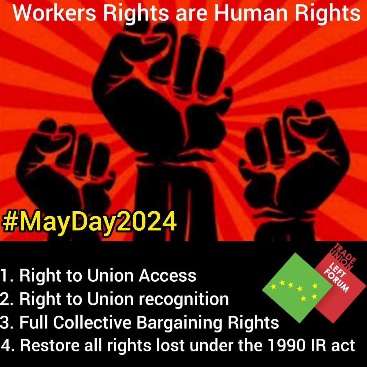 Solidarity greetings to workers & union members on today #MayDay in celebration of our day International Workers Day If you are not in a Union join one If you are in a Union get active If you are active get more active An injury to one is the concern of all #Organise #LabourDay