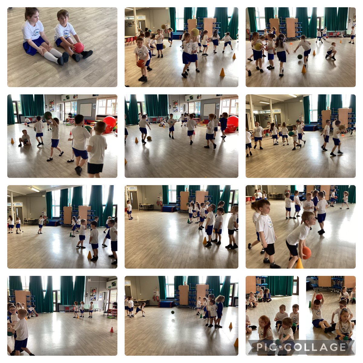 In PE, Year One have been practising sending and receiving balls with control.  #y1 #realpe