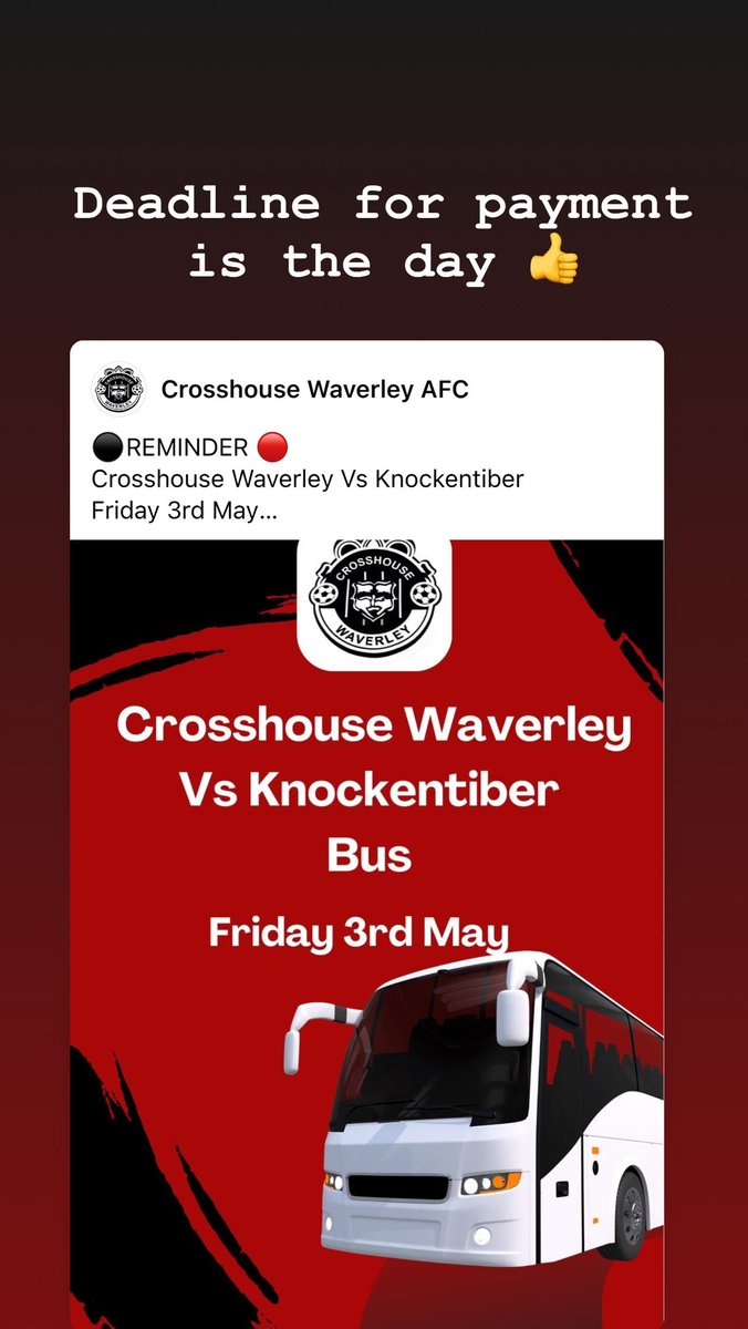 For anyone who is planning to travel up on the bus on Friday 👍 @AyrshireAFA @CrosshouseWavAF @CrosshouseF