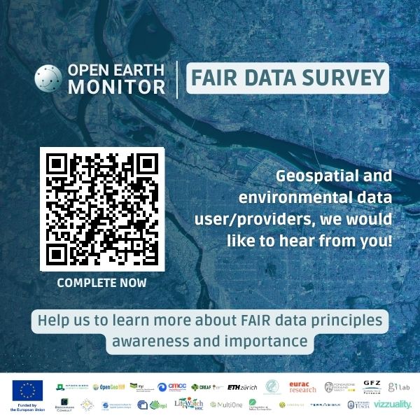 #Survey Are you a user or provider of geospatial and environmental data⁉️ Please help us by completing this survey about #FAIR data principles✅. We would like to learn about the importance of this matter in your daily work, it will take you 5 minutes ⬇️bit.ly/3JKmSjr