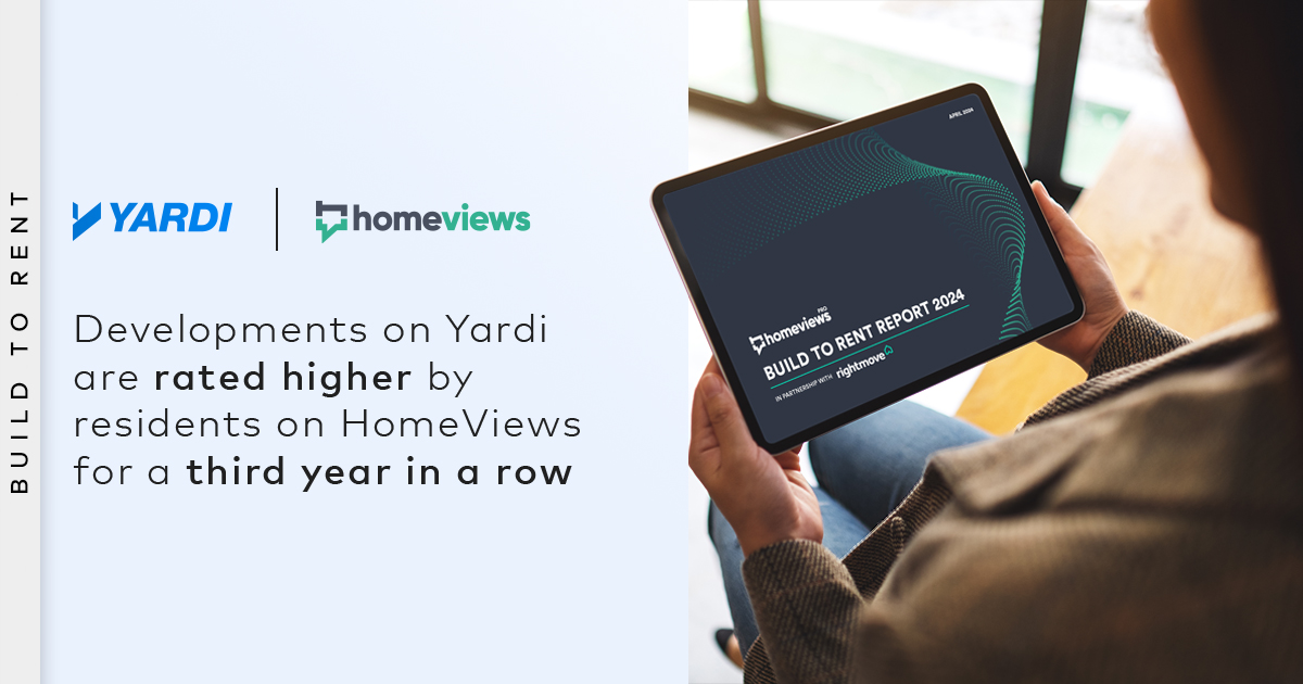 #UK - For the third year in a row, #BTR developments using @Yardi software have ranked higher on every @Homeviews_com review category than developments not using the software. Download the report now at bit.ly/3whtJOa!

#RealEstate #BuildtoRent #Residential #Technology