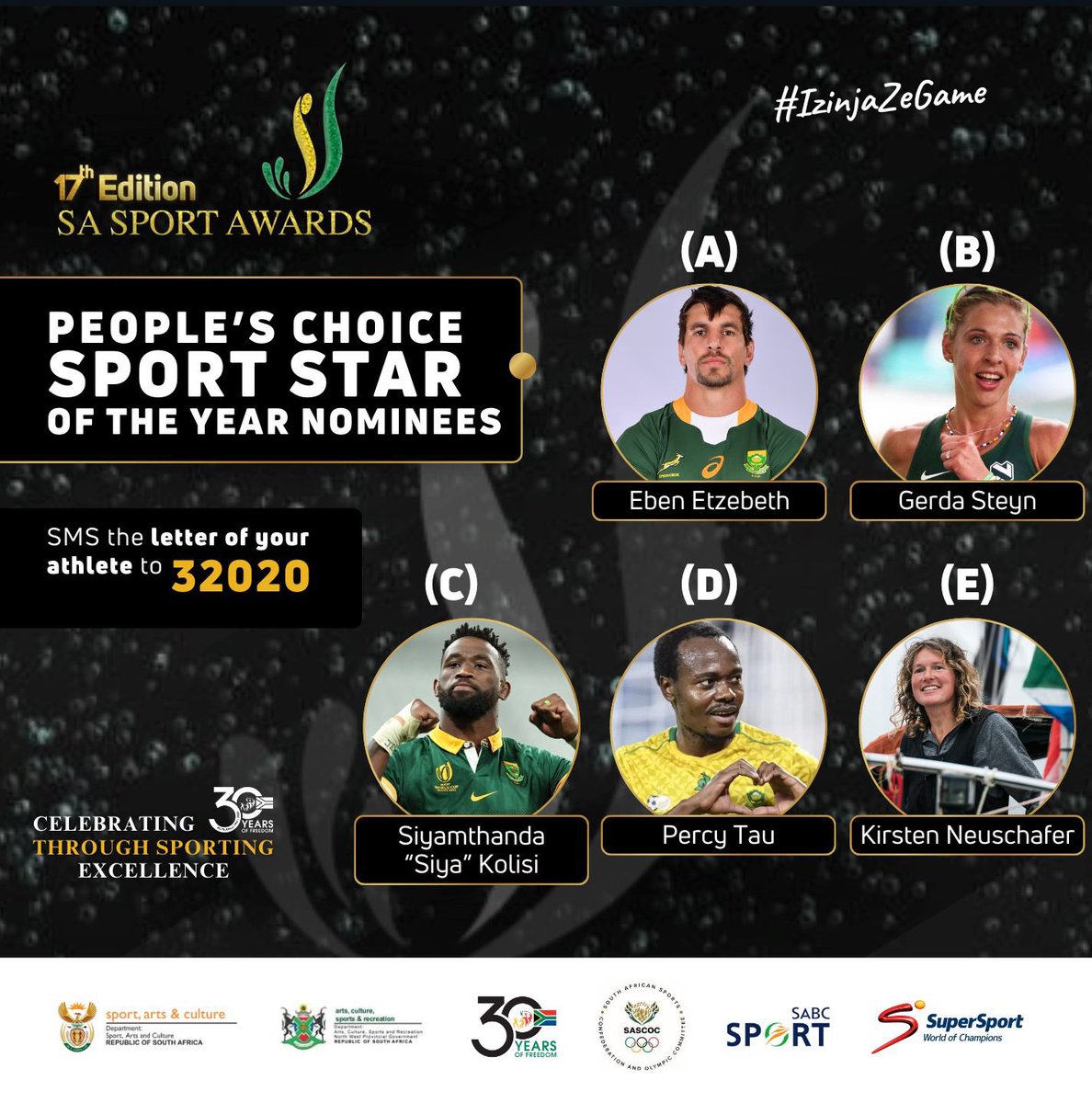 Surely this is not an easy one right ? Who you going with here ? 

SA sport awards this Sunday and live on @SABC_Sport 

#IzinjaZeGame #SASA17thEdition