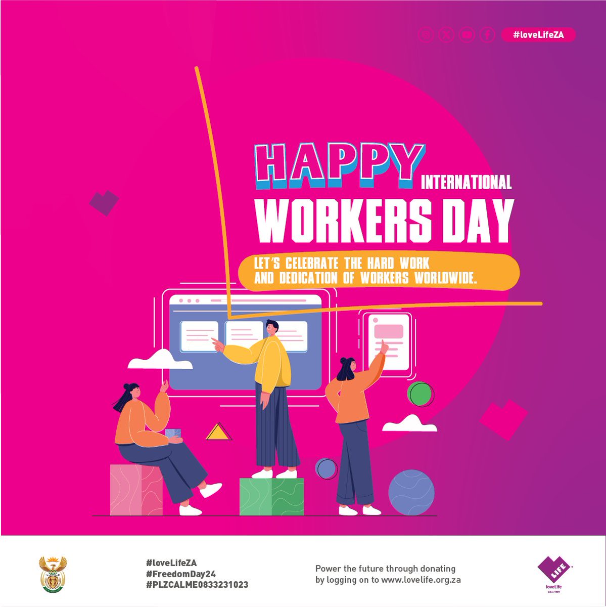 Happy Workers Day!🙌🏾 Today serves as a reminder of the ongoing need to promote workplace safety, equality, and social justice. We recognize the incredible efforts of individuals who contribute to our society's progress.💟 What does Workers Day mean to you? #loveLifeZA