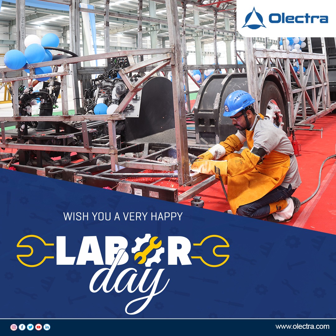 Celebrating the #electric workforce that's charging us towards a #sustainableFuture! #LabourDay #ElectricBus #CleanTransportation #GreenTransportation