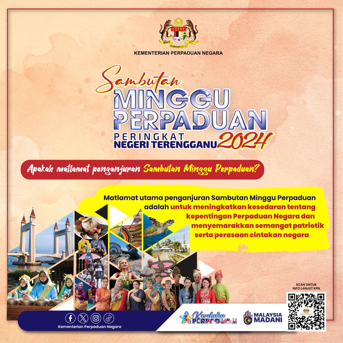 MATLAMAT SAMBUTAN MINGGU PERPADUAN PERINGKAT NEGERI TERENGGANU 2024

@AaronAgoDagang
@TerengganuNews

#SMP2024
#KembaraPerpaduan
#SambutanMingguPerpaduan
#SamaSamaKita
#IniMalaysiaKita
#Demiperpaduan