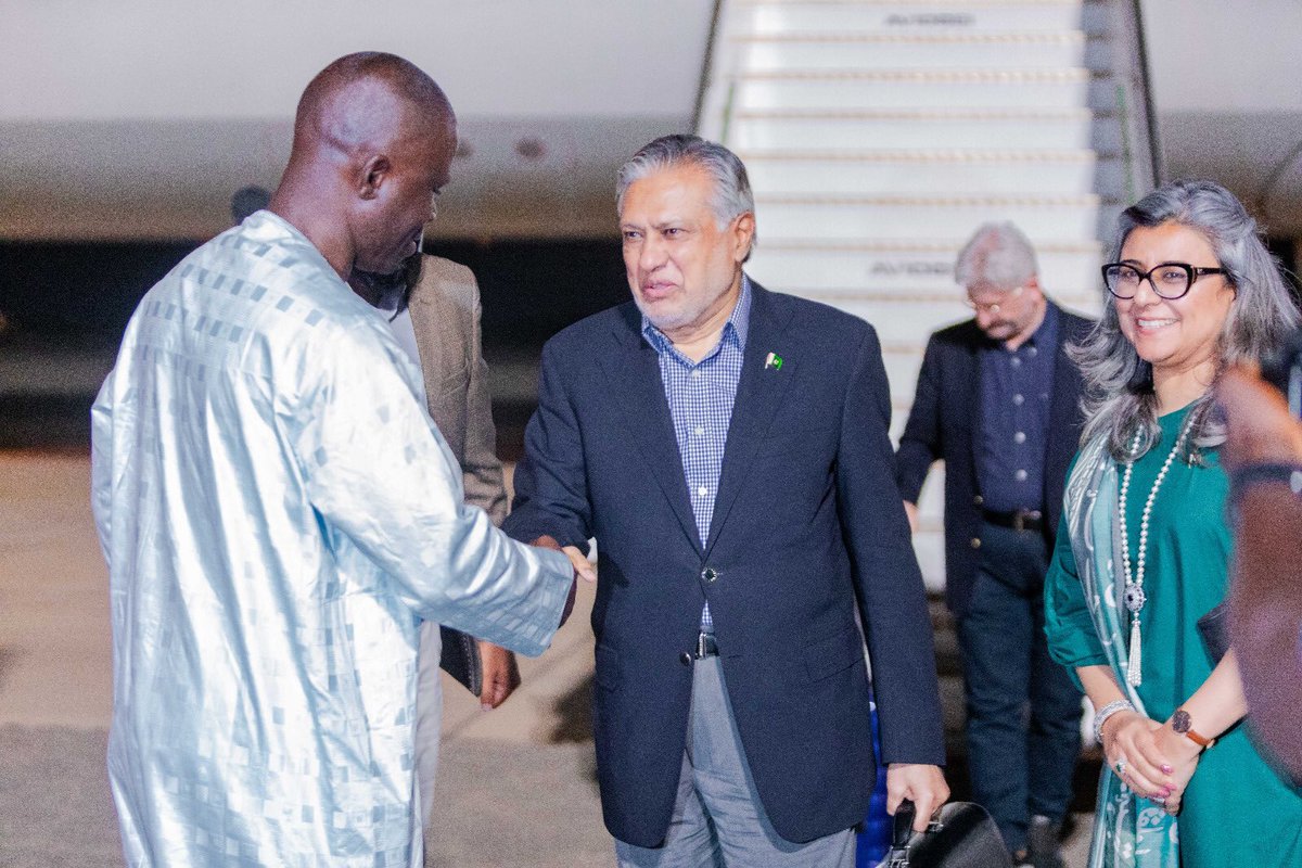 Deputy Prime Minister and Foreign Minister Mohammad Ishaq Dar @MIshaqDar50 arrives in Banjul, the Gambia for the 15th OIC Islamic summit. He was received by the Gambian Minister of Petroleum and Energy Nani Juwara, Foreign Secretary of Pakistan Ambassador Muhammad Syrus Sajjad…