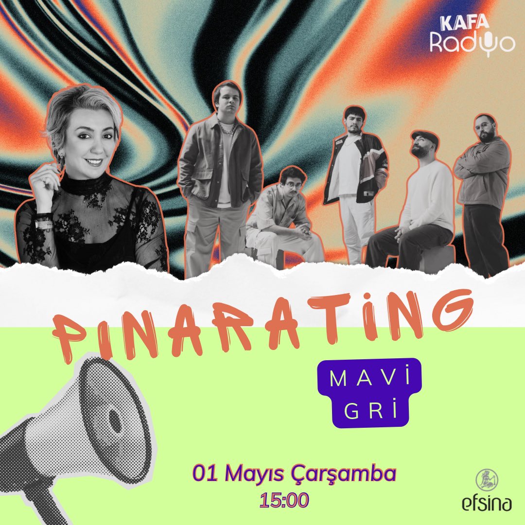 🎙 @mavigrimusic Pınarating’e konuk oluyor ☕ 📌 Efsina’nın sunduğu Pınar İnanç Akar ile Pınarating, bugün saat 15.00’te KAFA Radyo’da sizlerle 📻 ☺ @pinarating @efsinasalt #KAFARadyo #Pınarating #mavigrimusic