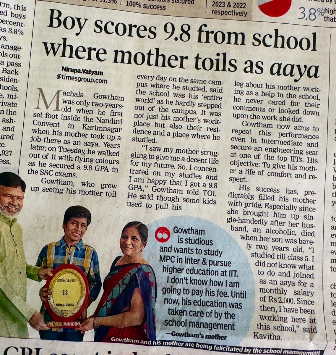 What an inspiration this little boy is !! Gautam your dream of giving your family and mom esp a comfortable life is true goals🫡 Congratulations on the 9.8 GPA. Request team @SmitamHitam to please get in touch.
