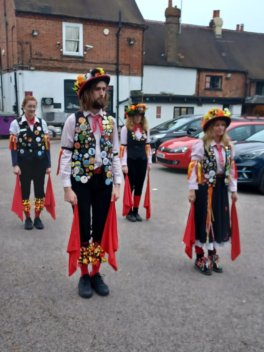 More upright than usual at 5.30 in the morning! We had a lovely May morning dance out with <a href="/WhitethornM/">Whitethorn Morris</a> and @WicketBrood
