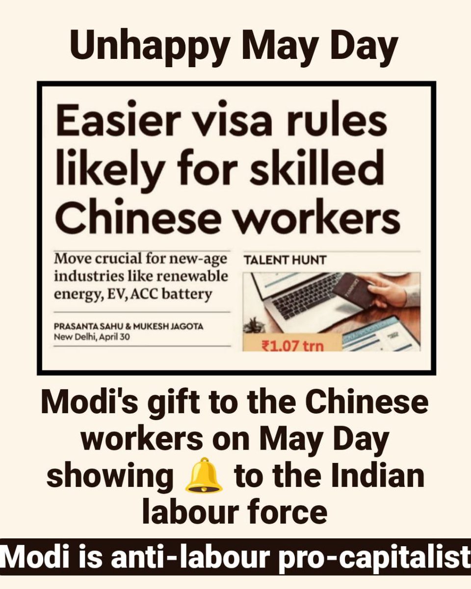 Easier visa rules for skilled Chinese workers. So, our youth is not skilled enough for new age industries like EV? And of all, we need to now give employment to Chinese? Are we now leaning towards providing employment to Chinese nationals over our own citizens? #LabourDay…