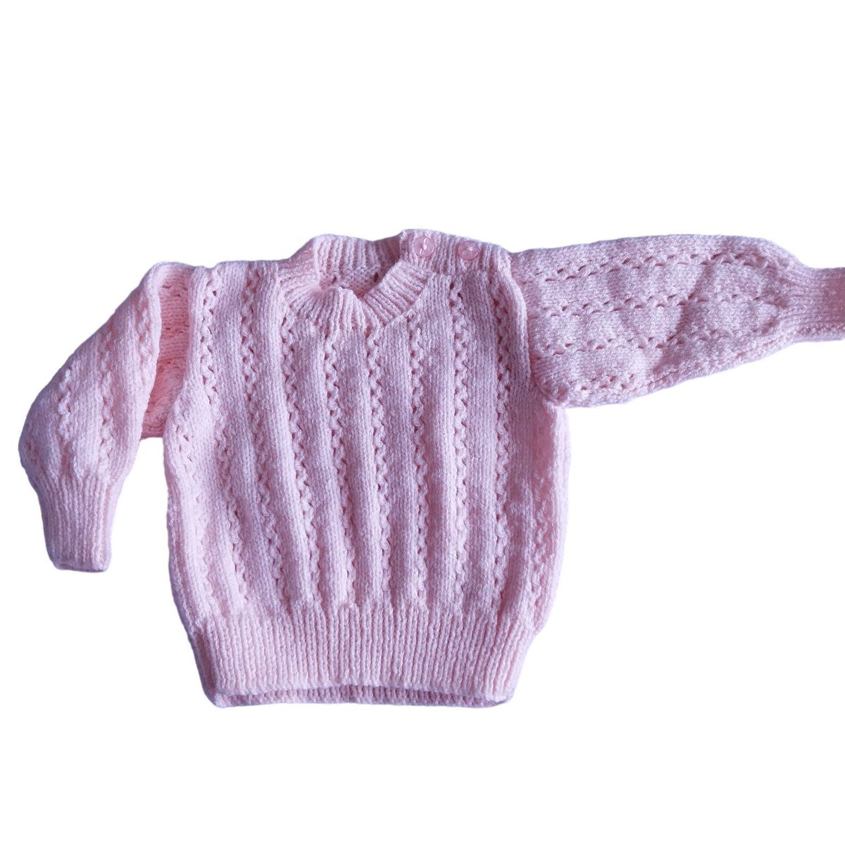 Discover the charm of hand knitted baby clothes with this adorable pale pink jumper. Designed to fit a 20-inch chest. Shop now on #Etsy. #Handmade #Knitwear knittingtopia.etsy.com/listing/168093… #knittingtopia #craftbizparty #MHHSBD #britishcraft #shopindy