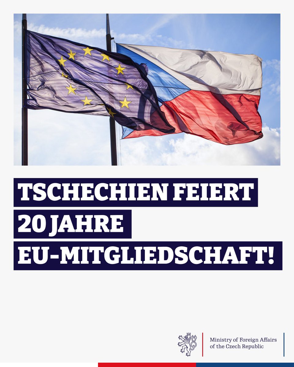 Dnes, 1. května, oslavuje Česko dvacetileté výročí svého vstupu do Evropské unie. 🎉
🇪🇺
Am heutigen 1. Mai feiert Tschechien den 20. Jahrestag des Beitritts zur Europäischen Union. 🎉