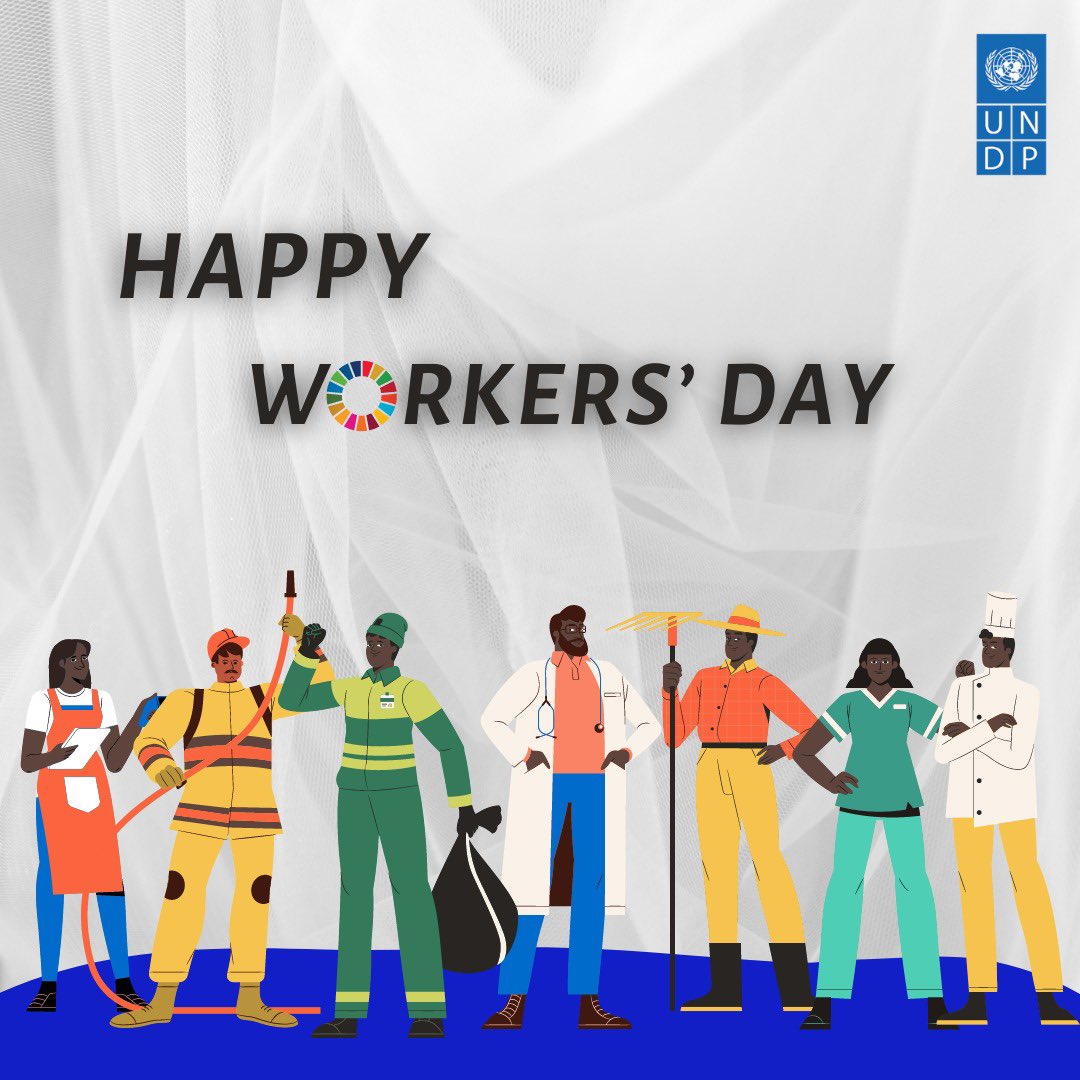 UNDPGhana's tweet photo. Happy #WorkersDay! 

Today &amp; every day, we celebrate the hard work, dedication, and contributions of workers around the world.

Let's work together towards achieving the #SDGs for a more just and prosperous world for all! 

#WorkersDay #DecentWork #EconomicGrowth https://t.co/UheTlto0Ij
