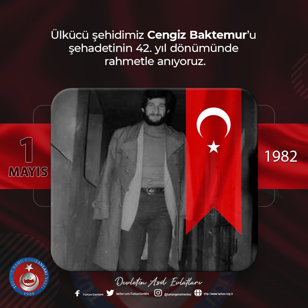 Ülkücü şehidimiz Cengiz Baktemur’u şehadetinin 42. yıl dönümünde rahmetle anıyoruz. #1Mayıs1982 #CengizBaktemur #DevletinAsilEvlatları #TÜRKAV