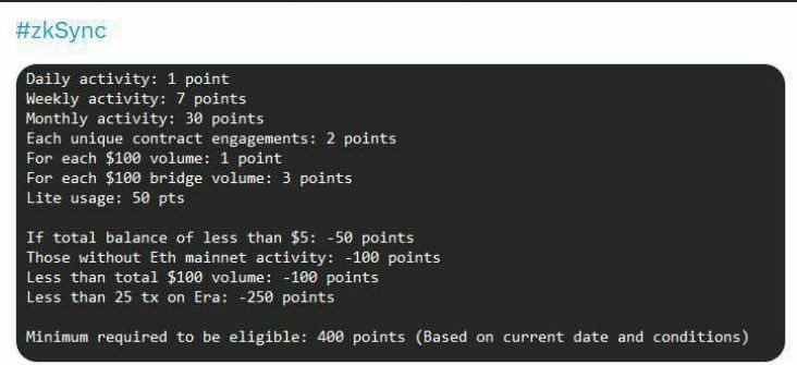 criteria zksync airdrop ที่หลุดมาช่วงๆ กุมภาพันธ์ ส่วนใหญ่การตัดแต้มจะเป็นการให้ hold eth เชื่อกันว่า criteria แบบนี่จะตัดบอทไปได้เยอะ ใครมีความเห็นว่ายังไงบ้างครับ *ภาพนี่จำได้มีเพื่อนๆคนไทยที่ส่งมาให้ (เอามาจากจีนอีกที) ผมเห็นครั้งแรก ก็ดูผ่านๆนะ criteria นี่…