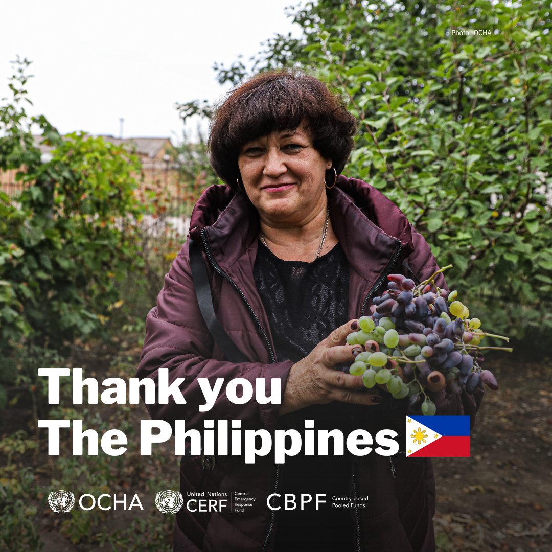 #OCHAthanks The Philippines🇵🇭 for your invaluable support for @UNCERF, @yhf_yemen & @UNOCHA in Sudan & Ukraine.

Your commitment fuels humanitarian efforts worldwide, helping provide vital aid for people who need it the most.

Together, we #InvestInHumanity