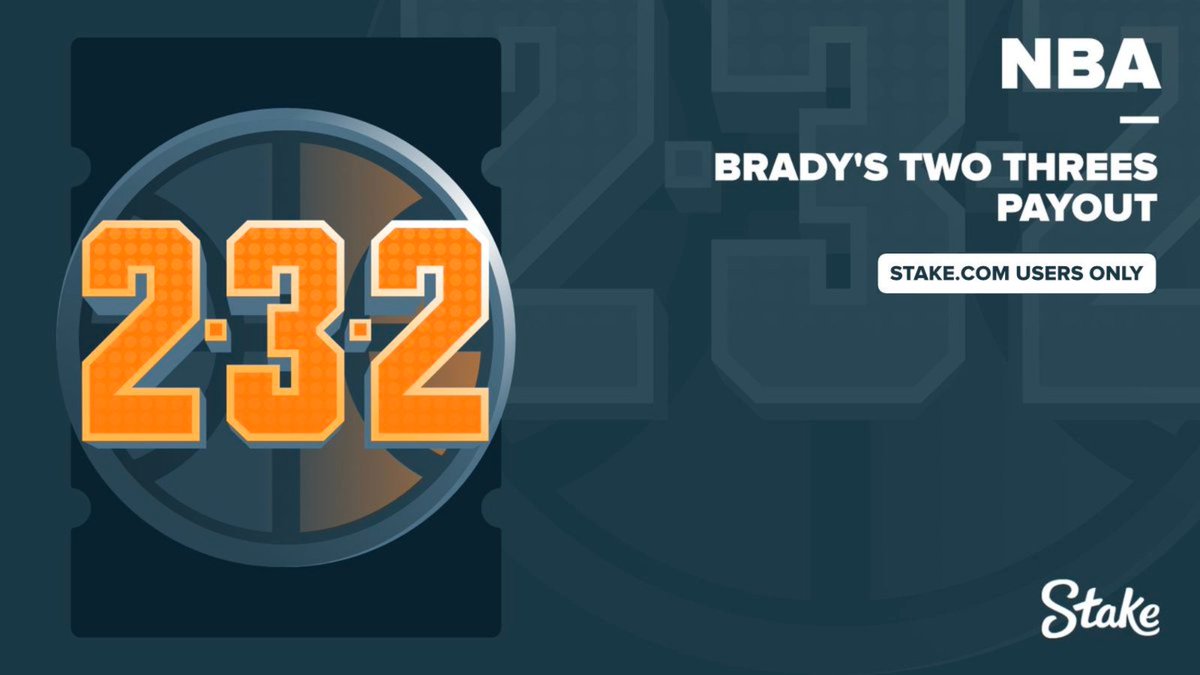 Stake's tweet photo. 📢 Brady's new 2-3-2 promo picks for the #NBAPlayoffs: 

📋 Celtics v Heat &amp; Clippers v Mavs 🏀

If your team, backed in the Winner market, scores 2 three-pointers in the first 2 minutes of the match but loses, get paid out up to $100 anyway! 🤑

🔗: https://t.co/0VAbbT2PUg https://t.co/4yPFv1GDvz