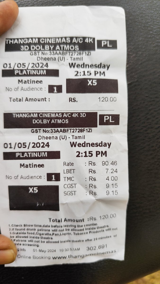ThalaSalim's tweet photo. @thangam_cinemas Ticket booked Now #AK movie https://t.co/NRva11Isa9