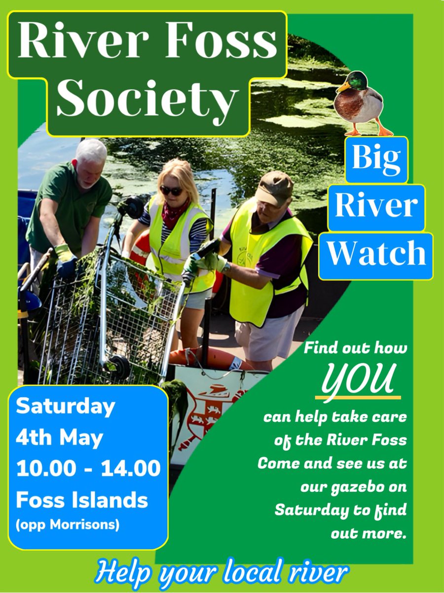 We’ll be out and about with our gazebo again this Saturday!

Litter pickers will be setting off at 9am on land and on the council barge, Foxy.
It’s eye boggling how much is collected in one morning.
We’ll be at the stand to talk about the health of the Foss.