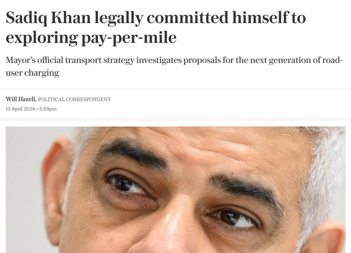 So @nulasuchet I take it that you are in favour of @SadiqKhan's pay per mile plan then ? It is in his official transport strategy, which has a formal legal status