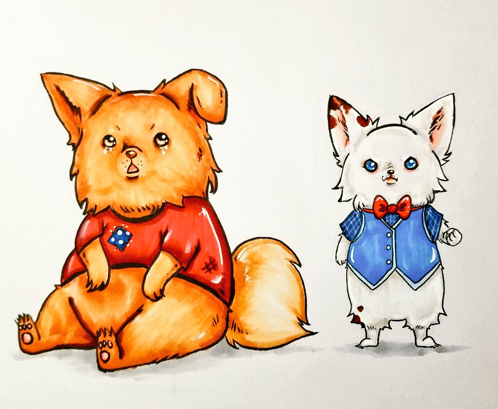 EvilButterfly8's tweet photo. @korikatsu_ Here's some of my art! The first one is digital, and the rest are traditional art, the two critters are my dogs if they were Sanrio characters lol https://t.co/VOPrXBPbiJ