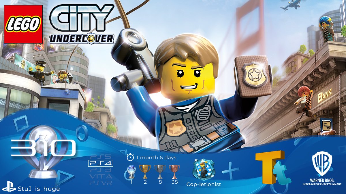 Platinum #310 - LEGO City Undercover
It's LEGO Sleeping Dogs, basically. I enjoyed it for the most part, it's just a hell of a post game grind for the plat. It took just under 40 hours. Anyway, on to the next one!
#trophyhunting