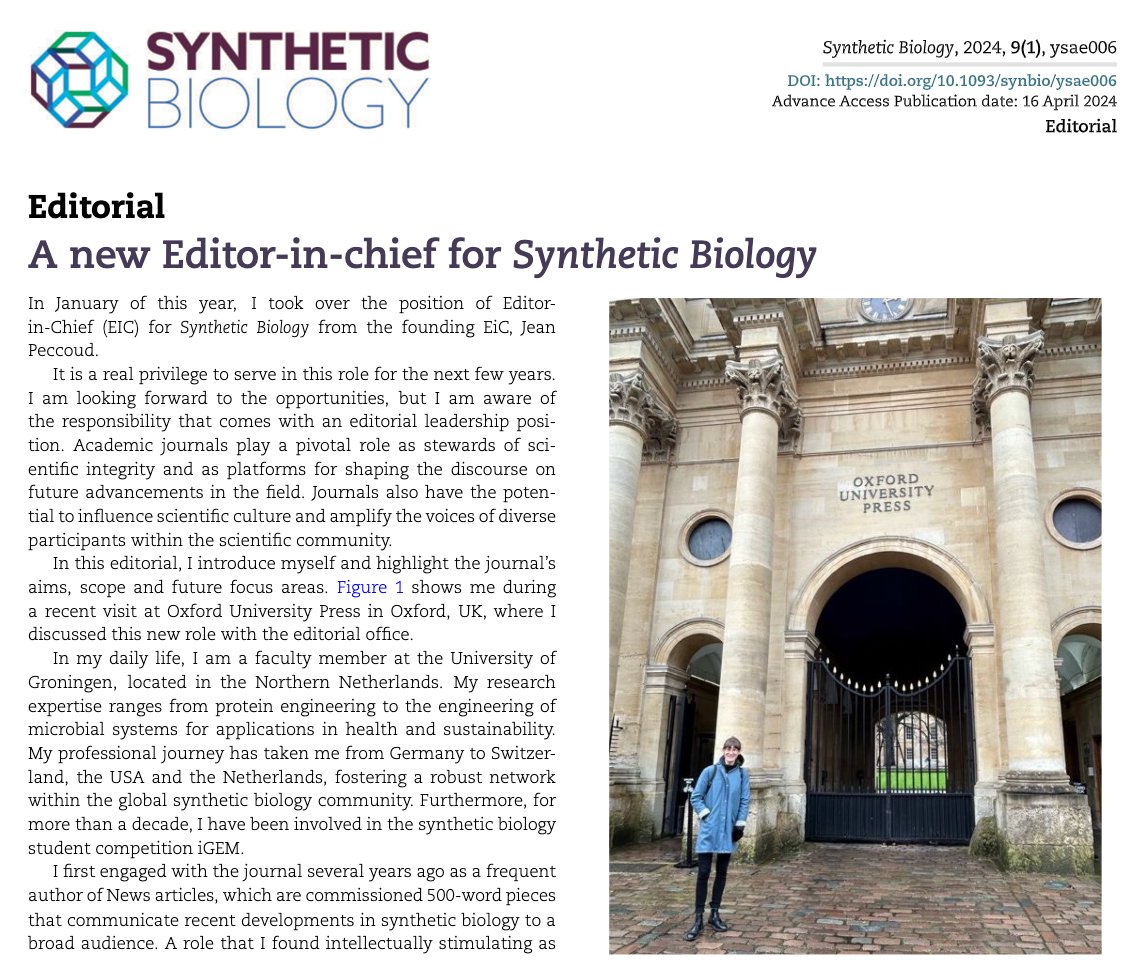 Synthetic Biology (@oupsynbio) on Twitter photo Another warm welcome to our new Editor-in-Chief <a href="/billerbeck_s/">Sonja Billerbeck</a>
Read more about Sonja's visions and plans
academic.oup.com/synbio/article… Another warm welcome to our new Editor-in-Chief <a href="/billerbeck_s/">Sonja Billerbeck</a>
Read more about Sonja's visions and plans
academic.oup.com/synbio/article…