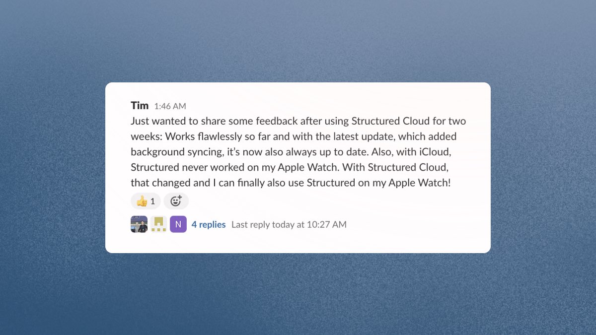 We'll soon be rid of iCloud. 😱 One of our biggest hiccups was the fact that we didn't have enough control over our sync. Troubleshooting was only possible to a limited extent and errors occurred, especially on Apple Watch. This will change soon 🙏.