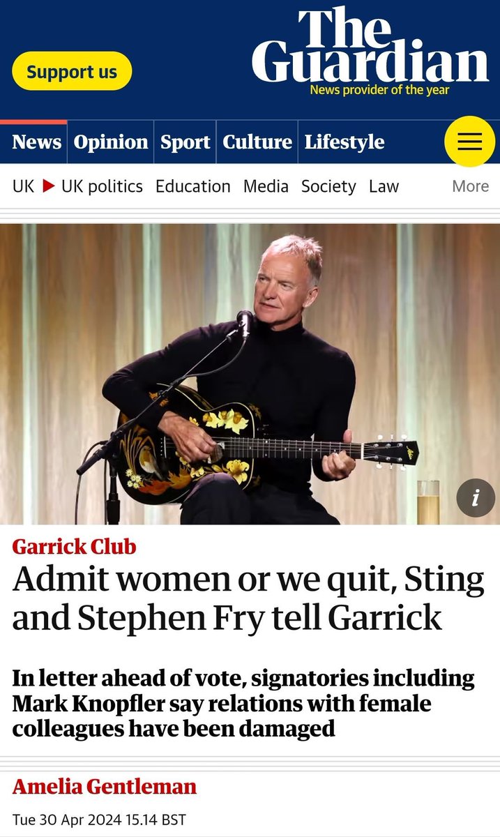 Why did Sting and Stephen Fry join an all male club if they have such principled objections to what it is?