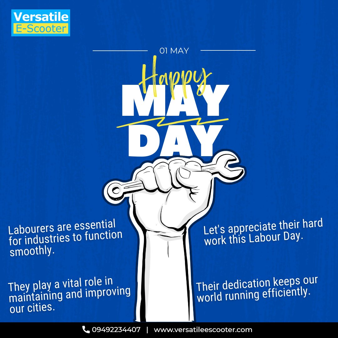 Happy May Day! We salute the 
workers who keep our world moving. #MayDay 
#ThankYouWorkers #Versatileescooters