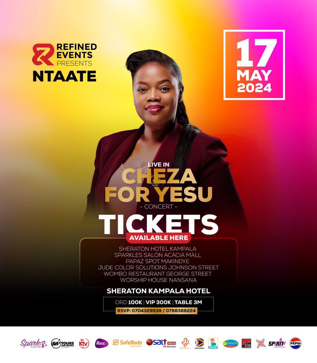 It’s confirmed! The “Cheza for Yesu” hit maker -@Gabientaate will be performing live on stage this Month on the 17th @kampalaserena. Tickets are already on sale at the selected outlets. Come through and let’s #ChezaForYesuConcert