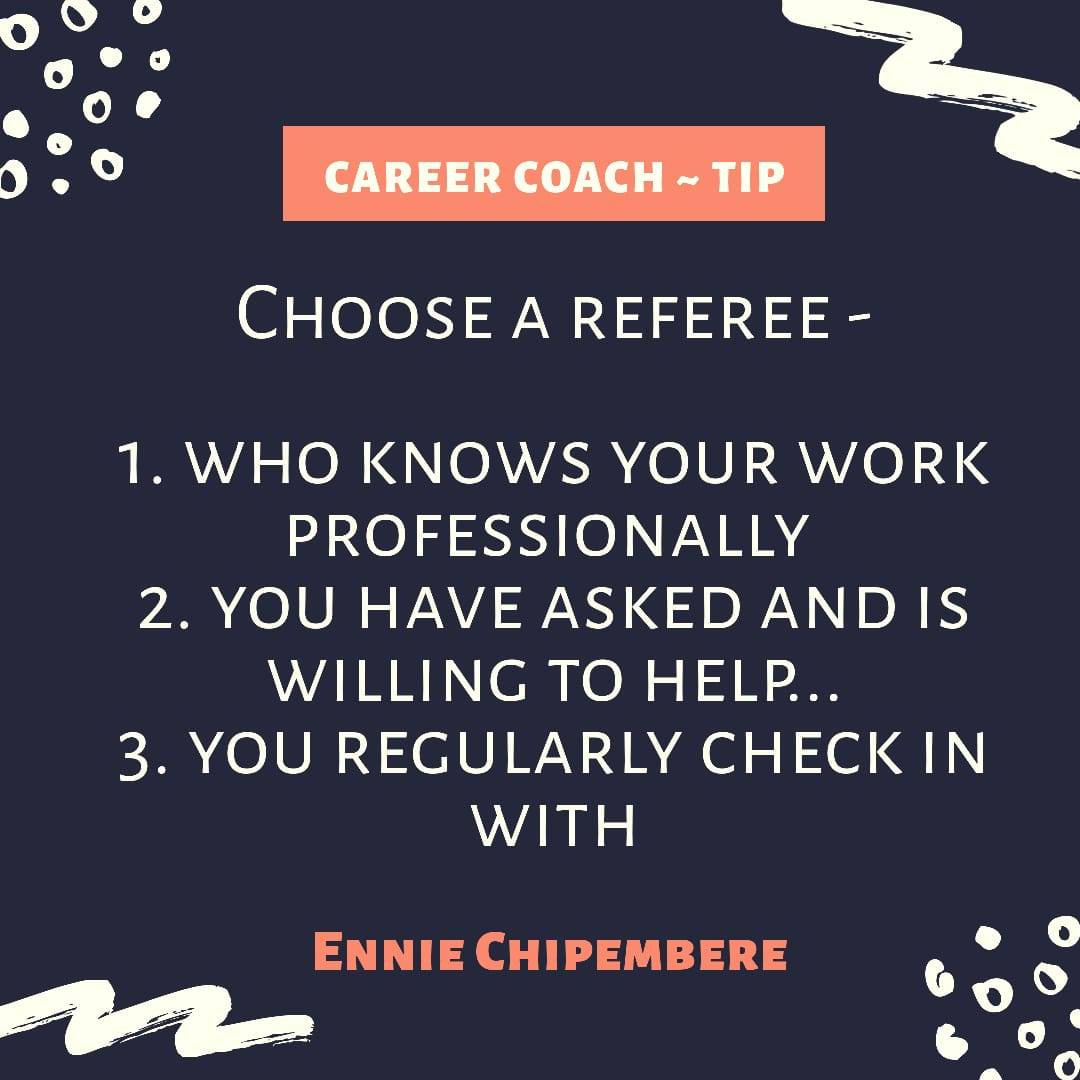 References /Referees are key to any #jobsearch, career progression, scholarship application, business contract or marketing of services process.

To get the best results, choose someone who is willing to represent you well when the reference call comes. 

#CoachEnnie #careercoach