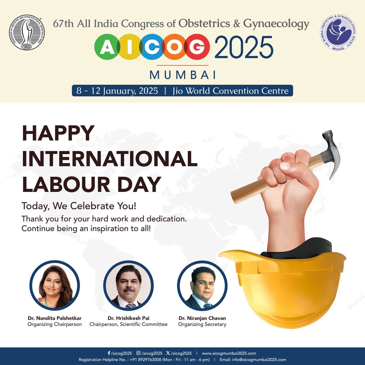 Happy International Labour Day!
Today, We Celebrate you thank you for your hard work and dedication Continue being an inspiration to all.

.
.
.
#labourday  #HealthyCommunity #AICOG2025 #gynaecology #obstetrics #ConferenceExcitement #countdownbegins #medivisionevents